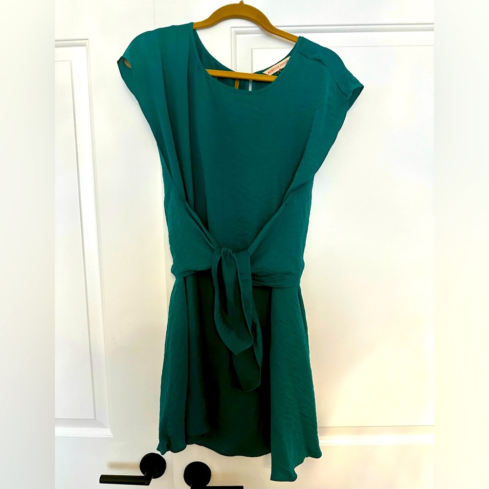 Rebecca Taylor teal dress ruffles and tie excellent condition (size 10)